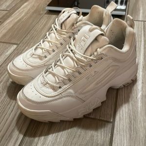 White Fila platform sneakers. Gently worn. Size 10 women